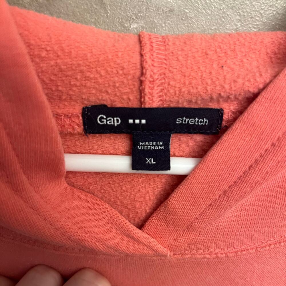 Vintage GAP Stretch Hoodie XL Coral Pink Logo Sweatshirt Retro Athleisure - Picture 7 of 12